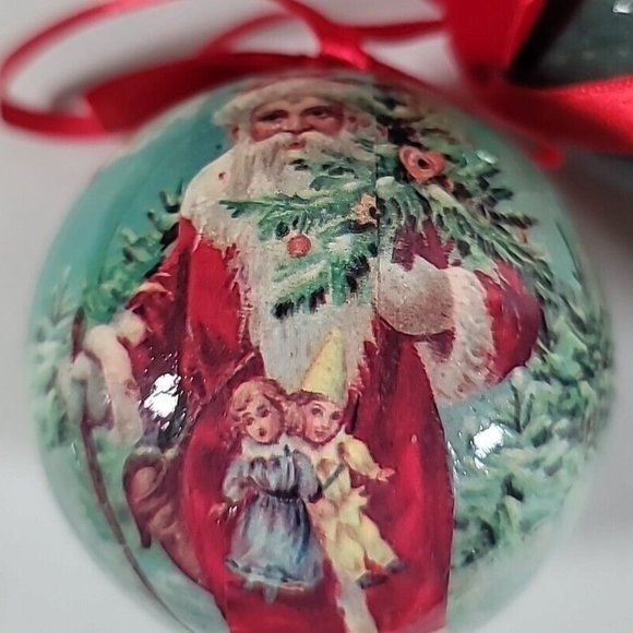 1995 VNT 12 Antique Santas Set of 12 bulb Christmas Tree Paper Ornaments w/ Box - Picture 13 of 15